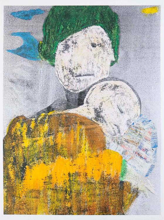 Jean-Claude CHASTAING - Original diverse art - Collage, painting and scraping - Woman and child