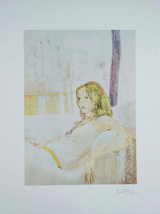 Jean Claude Chastaing - Original painting - Scraping on image - Interior portrait