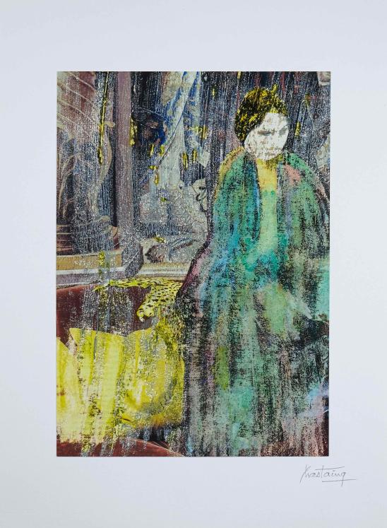 Jean-Claude CHASTAING - Original collage, painting and scraping - Interior Portrait 128