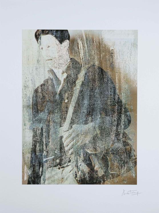 Jean Claude Chastaing - Original painting - Scraping on image - Interior portrait 133