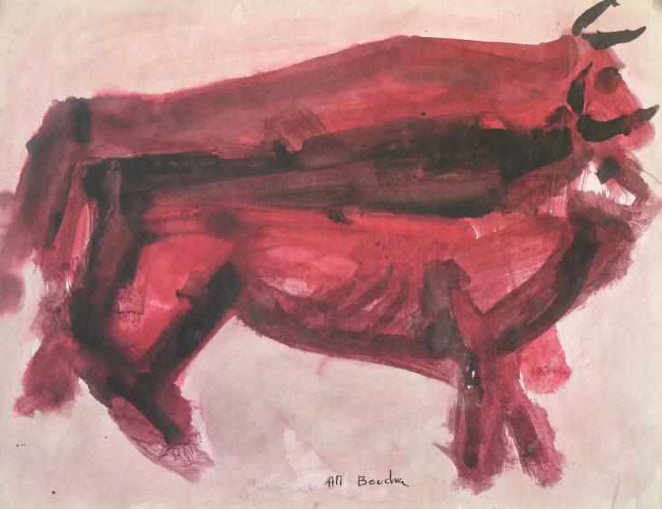 Alain Michel BOUCHER - Original painting - Gouache - Bulls