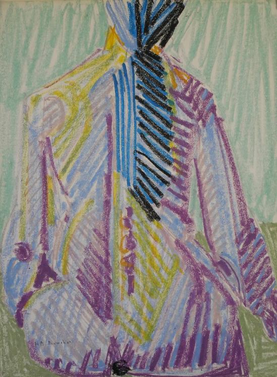 Alain Michel BOUCHER - Original drawing - Pastel - Woman sitting 5