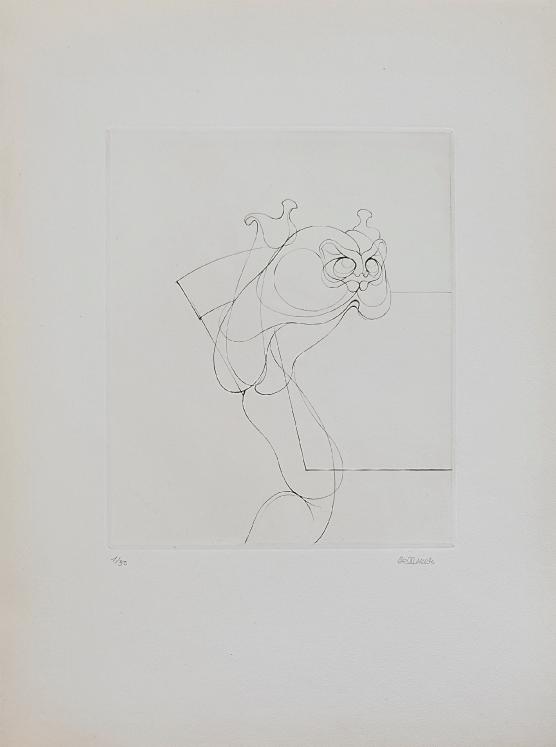 Hans BELLMER - Original print - dry point - Untitled 2 (Feuilles éparses)