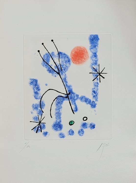 Joan MIRO - Original print - Etching - Composition 16 (Feuilles éparses)