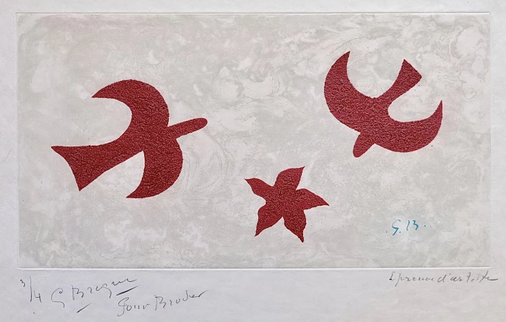 Georges BRAQUE - Original Print - Etching - The Doves (A poem in each book Paul Eluard)