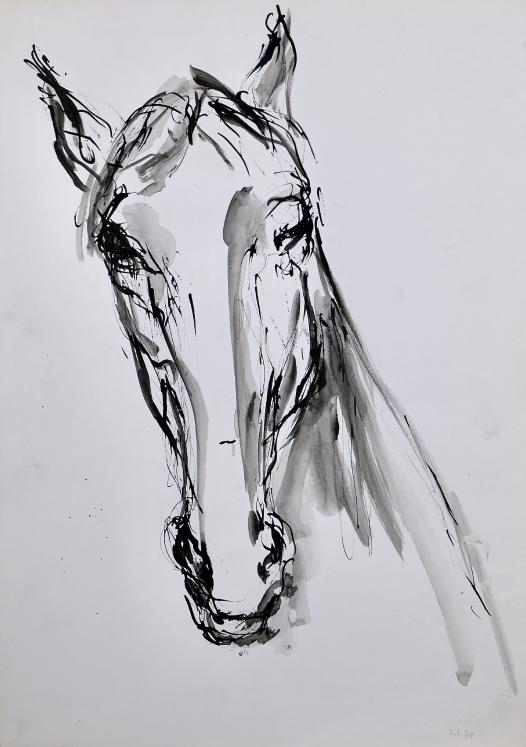 Magdalena Reinharez - Original painting - Ink wash - Horse 3