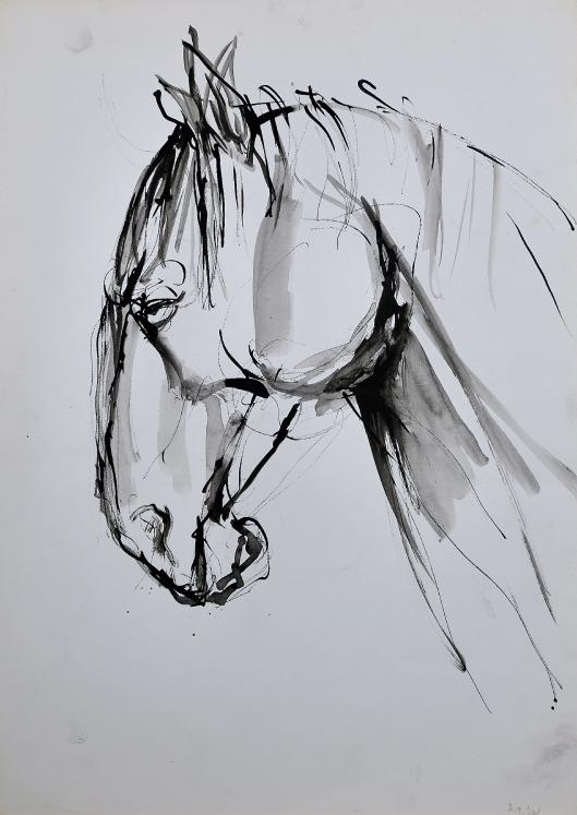 Magdalena Reinharez - Original painting - Ink wash - Horse 5