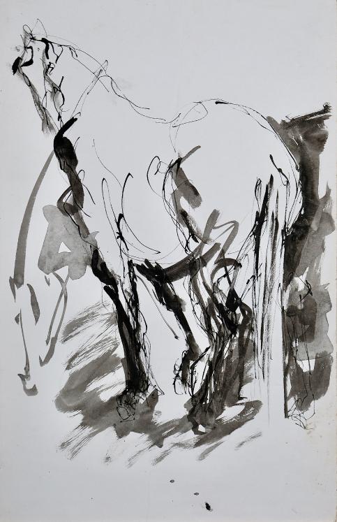 Magdalena Reinharez - Original painting - Ink wash - Horse