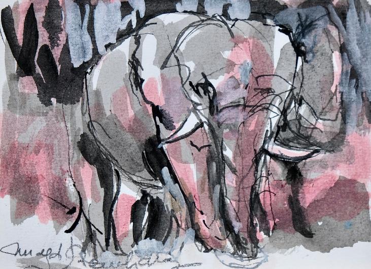 Magdalena Reinharez - Original painting - Watercolor - Elephant 3