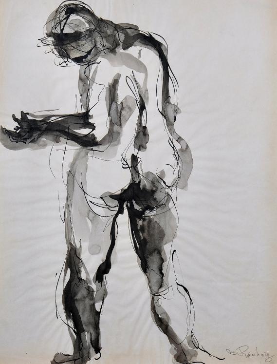 Magdalena Reinharez - Original painting - Black Ink wash - Nude
