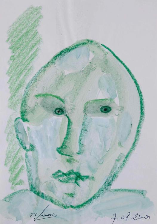 Jean-Louis SIMONIN - Original painting - Gouache - Face