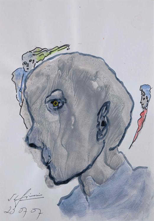 Jean-Louis SIMONIN - Painting drawing - Gouache - Thoughts