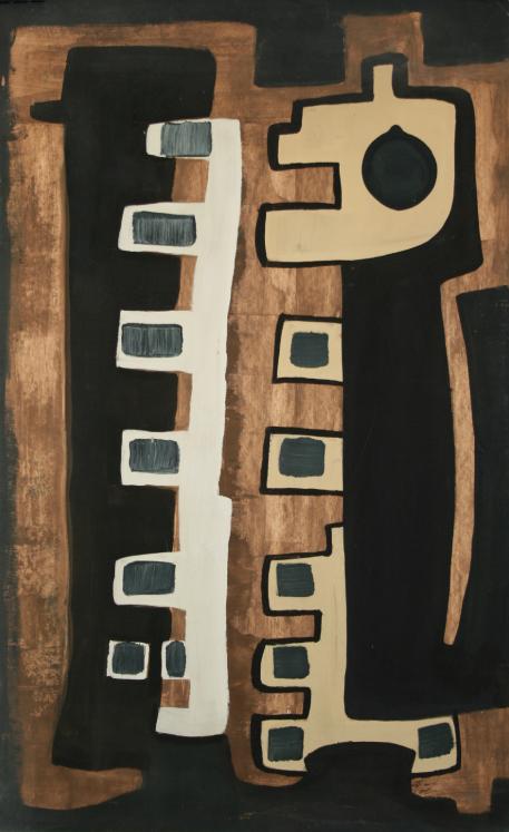 Jean Marie LEDANNOIS - Original painting - Gouache - Abstract composition 84