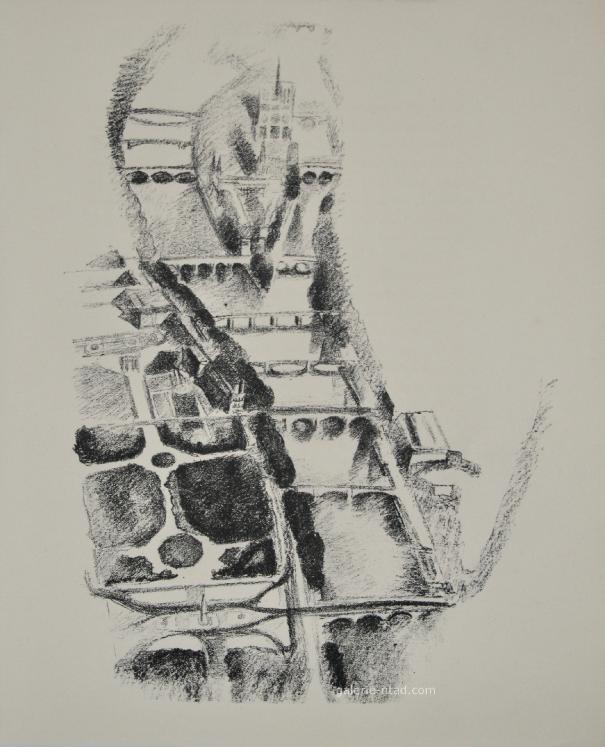 Robert DELAUNAY - Print - Lithograph - Paris, the Seine and the Ile de la Cité