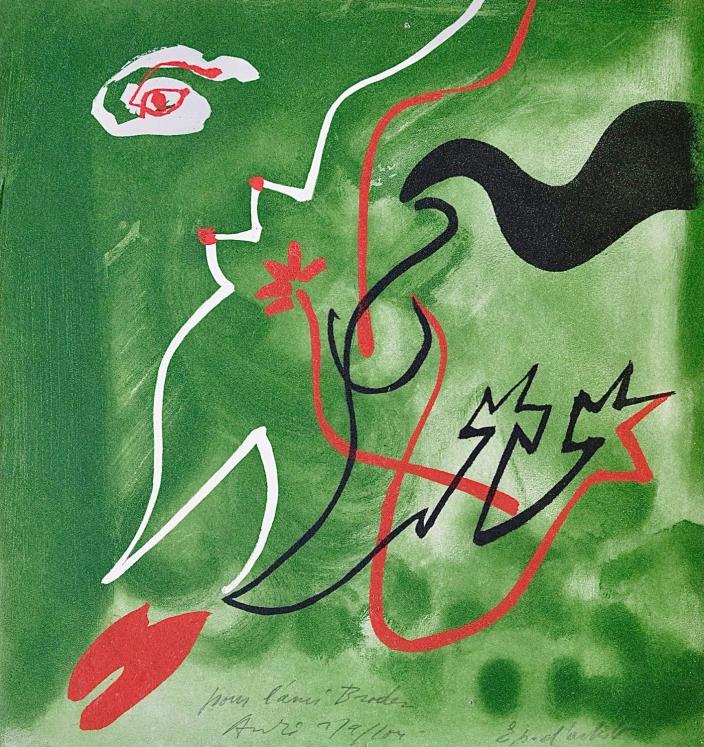 André MASSON - Original Print - Lithography - Untitled (A poem in each Paul Eluard book) 1