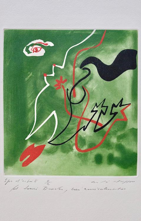 André MASSON - Original Print - Etching - Untitled (A poem in each Paul Eluard book) 2