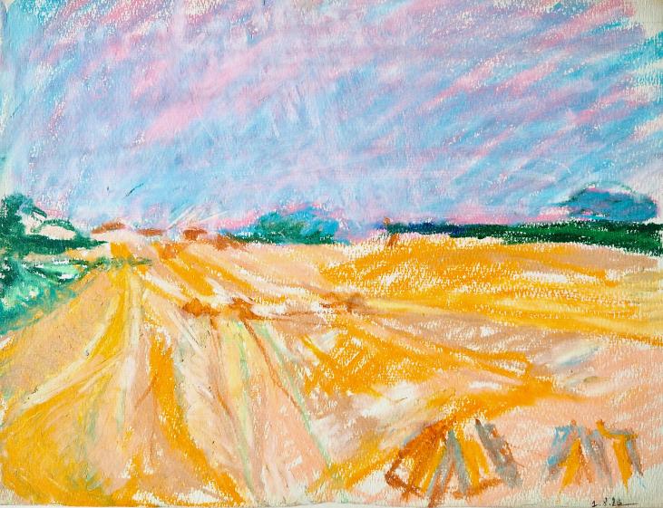 Magdalena Reinharez - Original drawing - Pastel - Field landscape