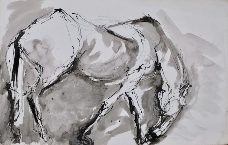 Magdalena Reinharez - Original drawing - Lavis - Horse 13