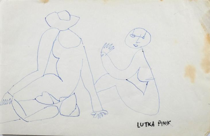 Lutka PINK - Original drawing - Ink - Beach 13
