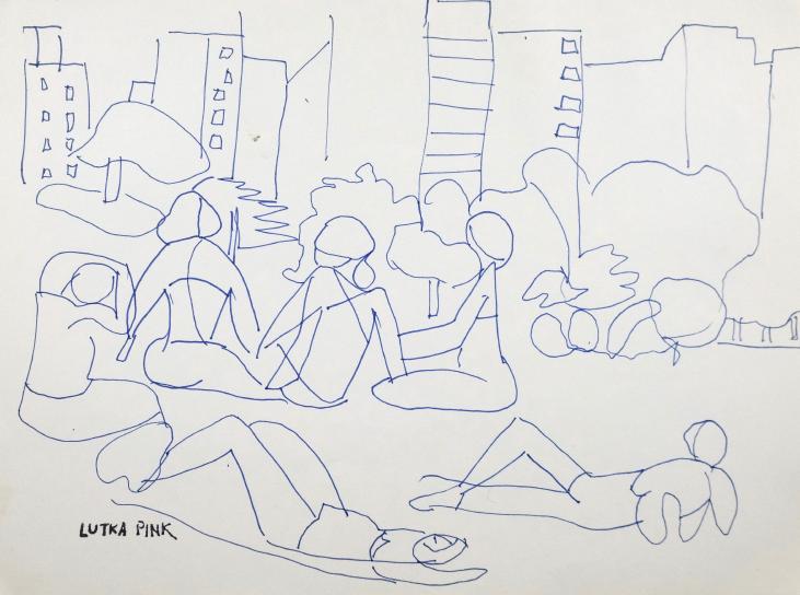 Lutka PINK - Original drawing - Ink - Dance 1