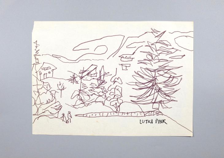 Lutka PINK - Original drawing - Felt - Landscaps 12