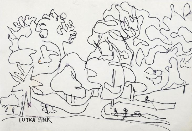 Lutka PINK - Original drawing - Felt - Park 2