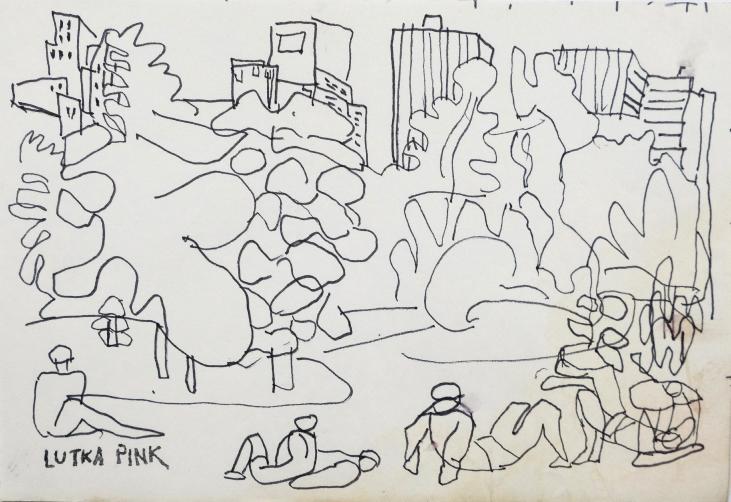 Lutka PINK - Original drawing - Felt - Park 3