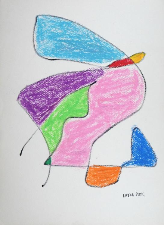 Lutka PINK - Original drawing - Pastel and Felt - Composition