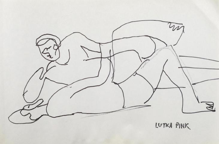 Lutka PINK - Original drawing - Felt - The Beach