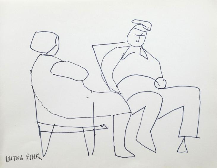 Lutka PINK - Original drawing - Felt - Conversation