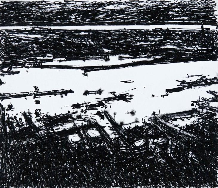 Jean-Pierre STORA - Original drawing - Ink - The port
