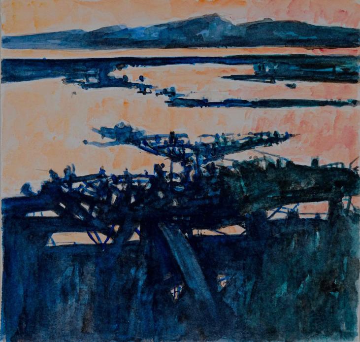 Jean-Pierre STORA - Original painting - Watercolor - The port