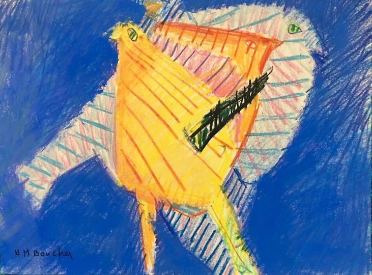 Alain Michel BOUCHER - Original drawing - Pastel - Birds