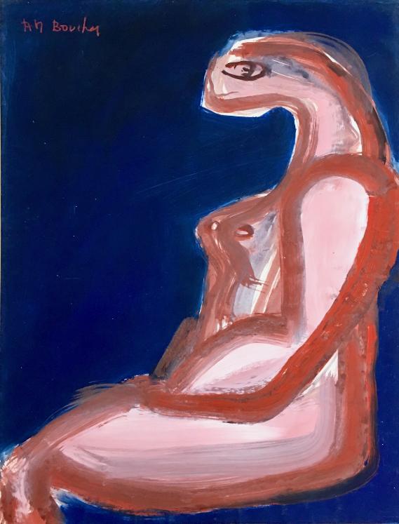 Alain Michel BOUCHER - Original painting - Gouache - Seated Woman