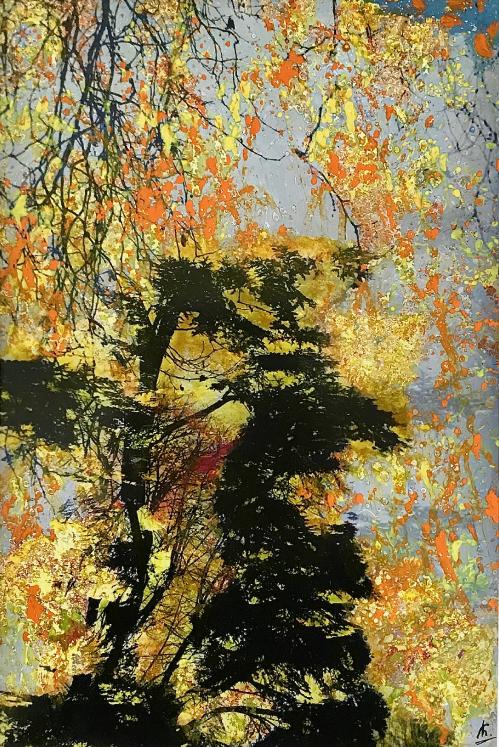 Jean Claude Chastaing - Original oil painting on photo - Walk in the forest 1