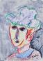 Jean-Louis SIMONIN - Original drawing - Pastel and Gouache - Woman with a hat
