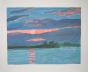 Jacques PONCET - Original painting - Gouache - Pink sun on the shore