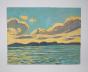 Jacques PONCET - Original painting - Gouache - shoreline at dusk