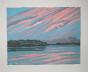 Jacques PONCET - Original painting - Gouache - Pink sky on the shore