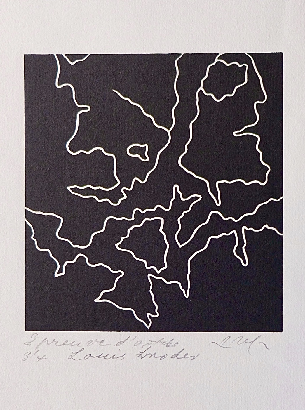 Jean ARP - Original print - black wood - Untitled (A poem in each Paul Eluard book)