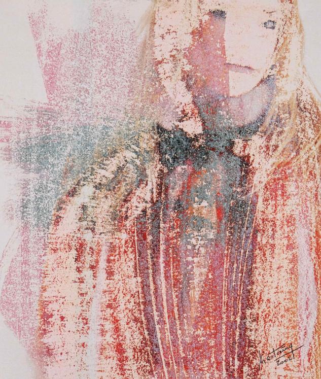 Jean Claude Chastaing - Peinture originale à huile sur image - Portrait intérieur 35