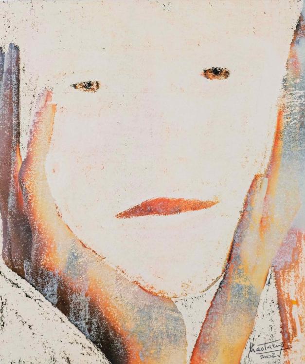 Jean Claude Chastaing - Peinture originale à huile sur image - Portrait intérieur 86