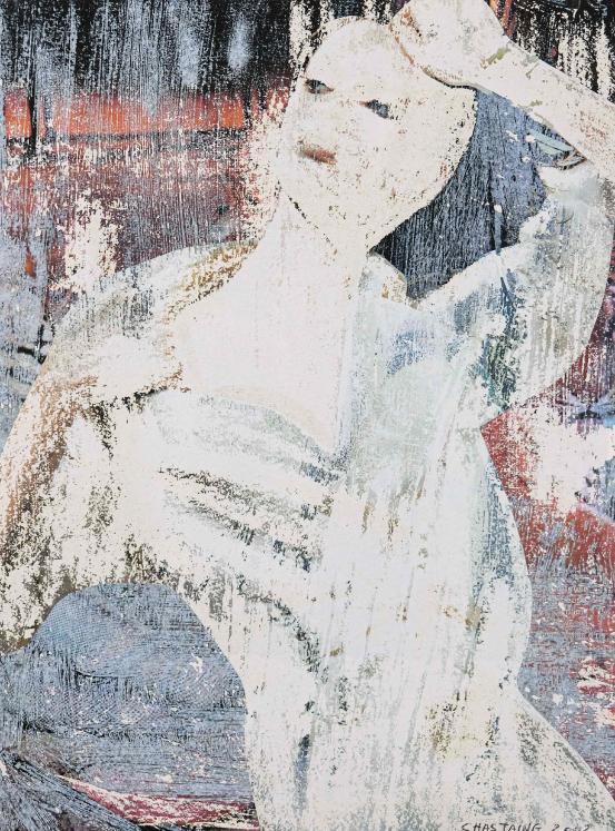 Jean Claude Chastaing - Peinture originale à huile sur image - Portrait intérieur 88