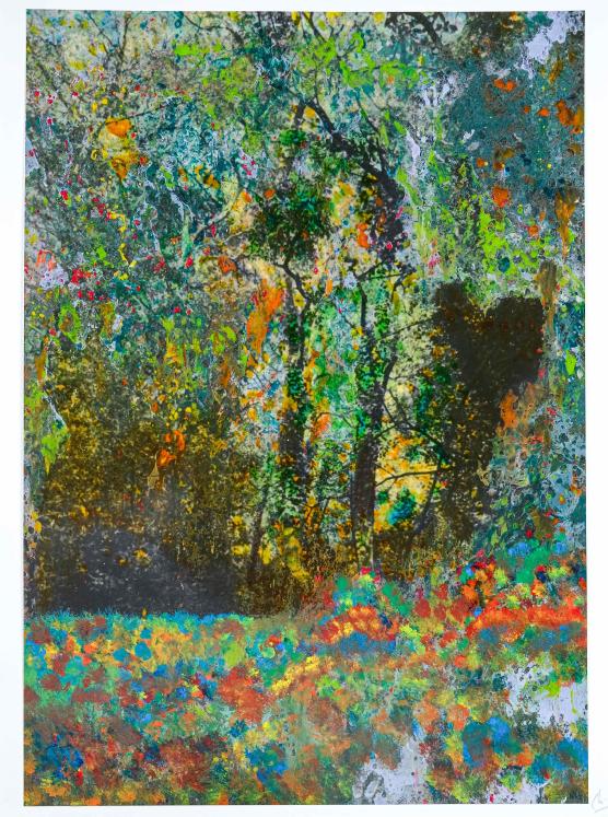 Jean Claude Chastaing - Peinture originale à huile sur photo - Balade en forêt 78