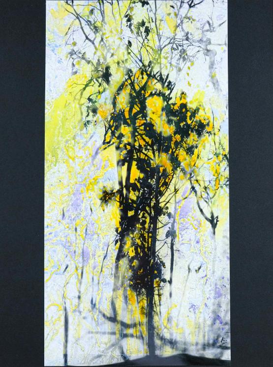 Jean Claude Chastaing - Peinture originale à huile sur photo - Balade en forêt 82