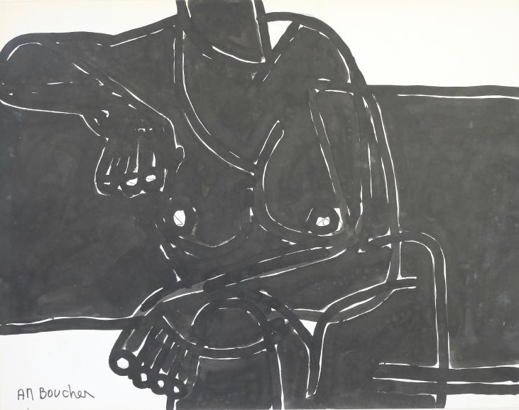Alain Michel BOUCHER - Peinture originale - Gouache - La femme au fauteuil 3