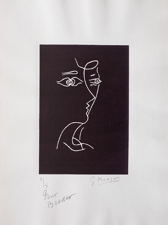 Georges BRAQUE - Estampe originale - Lithographie - Profil (Tir à l'Arc) 1
