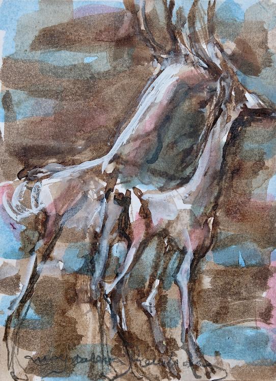 Magdalena Reinharez - Peinture originale - Gouache - Girafes