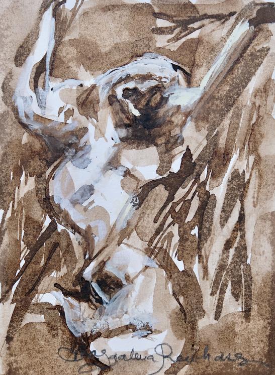 Magdalena Reinharez - Peinture originale - Lavis encre brune - Animal