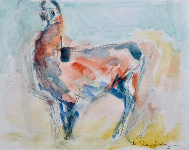 Magdalena Reinharez - Peinture originale - Aquarelle - Lamas 6